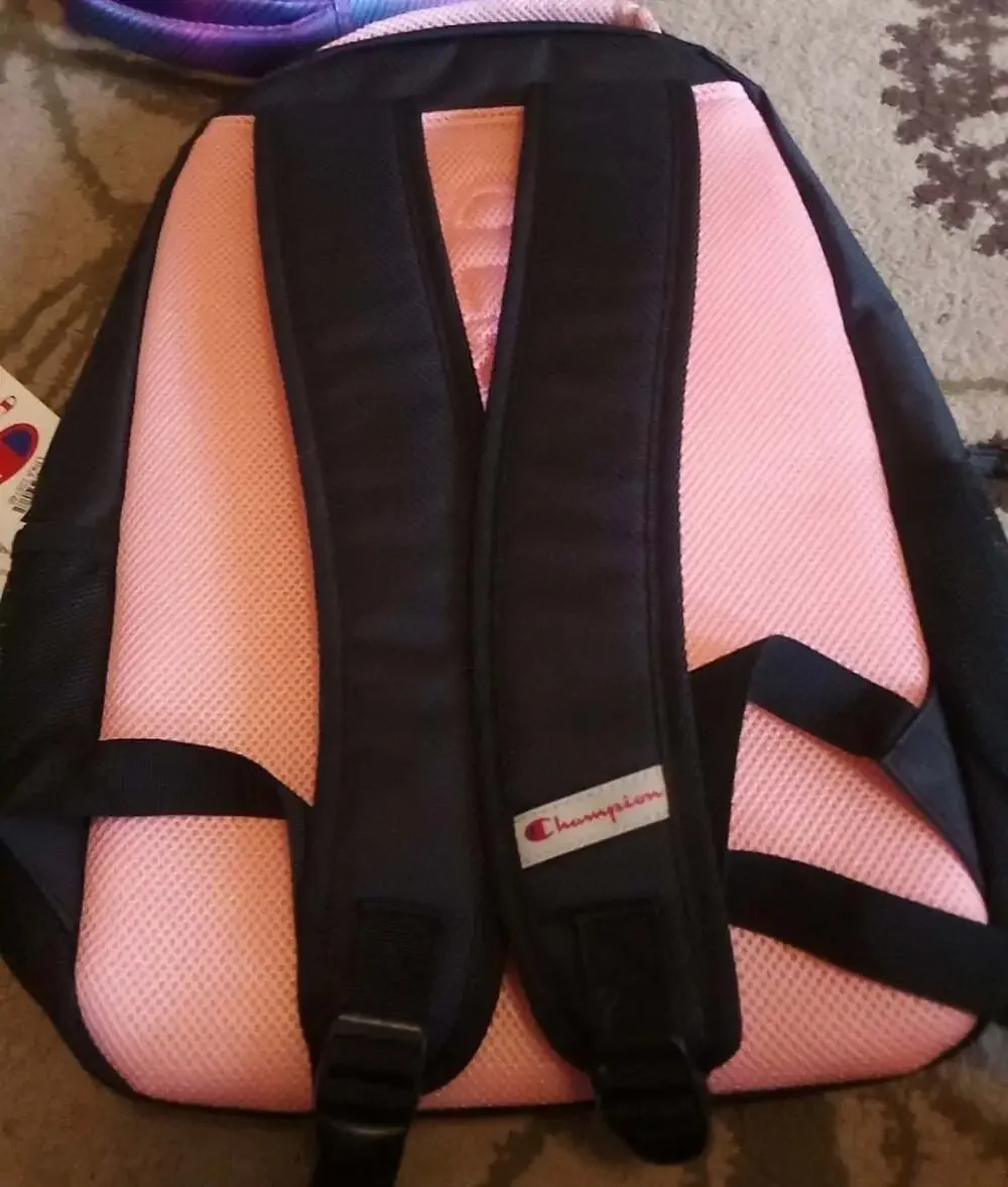 Champion Center Backpack Black and Pink with 17-Inch Laptop Sleeve‎